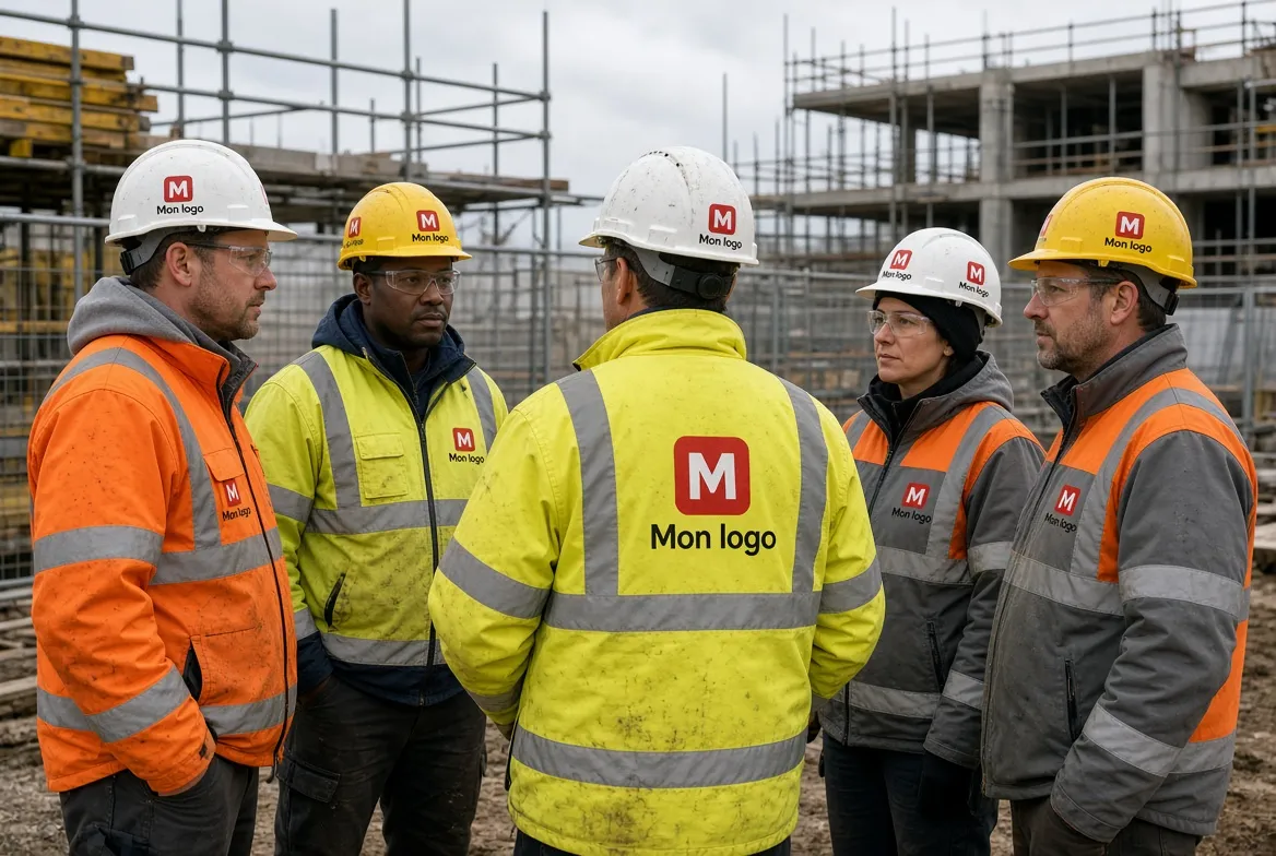 Agents équipés en vêtements de travail personnalisés